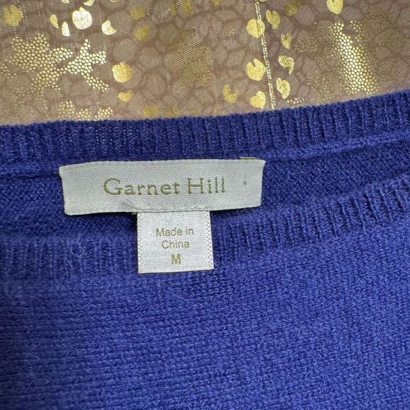Garnet Hill Royal Blue 100% Cashmere Dolman 3/4 Sleeve Sweater Top M Flawed - Picture 3 of 8